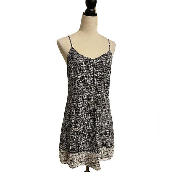 Intermix Black & White Designed 100% Silk Slip Dress w/Cut Outs (Large) - Picture 3 of 13
